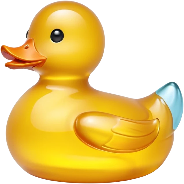 glowing glass rubber duck,  minimalistic yellow transparent glass 3d neon glowing emoji