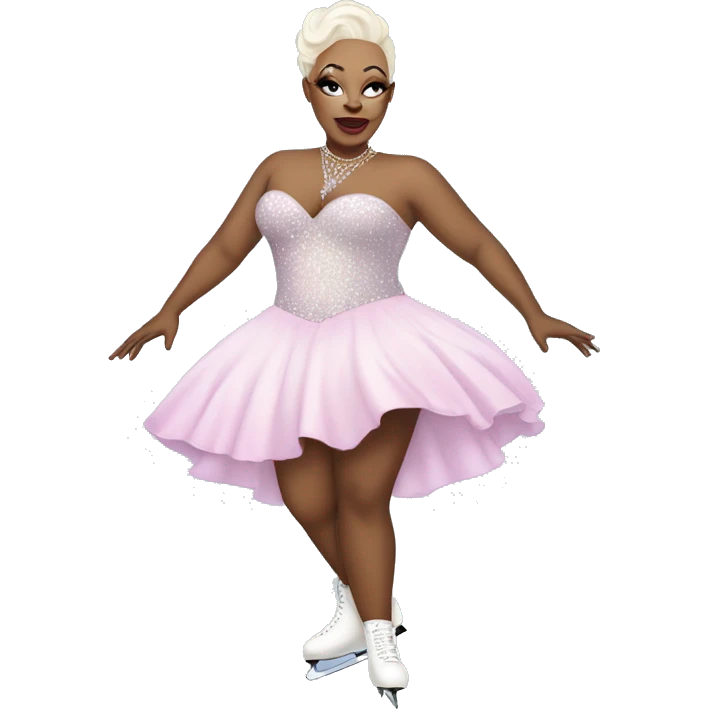 bald black and fat drag queen ice skating emoji