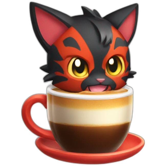 Litten Pokemon drink coffe emoji