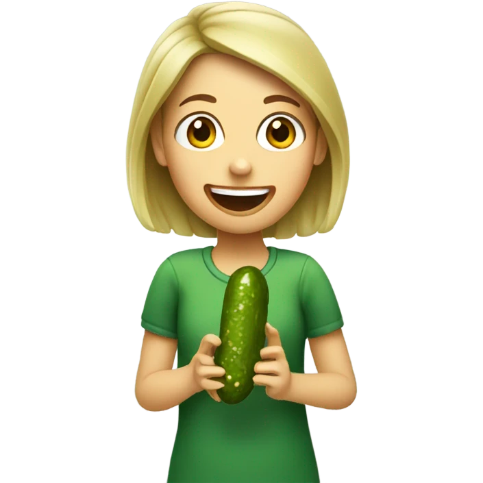 Girl eating pickle emoji