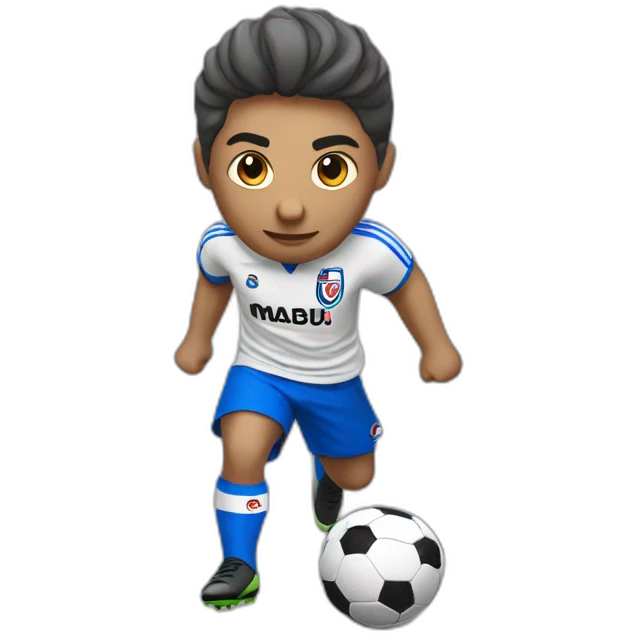 Person playing soccer with the T-shirt of the colo colo de chile emoji