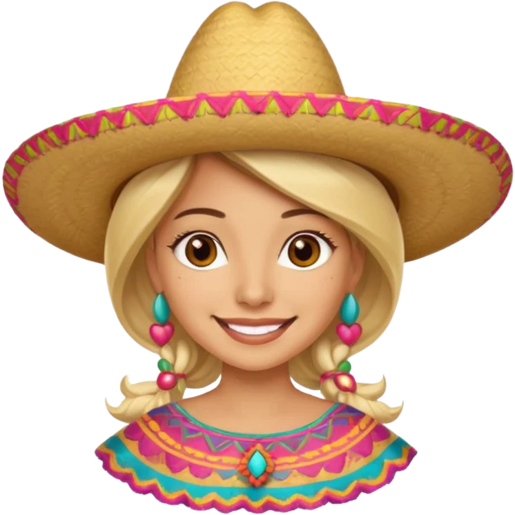 Blonde Mexican woman with a sombrero smiling emoji