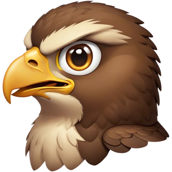 Cinematic Comical Hawk Portrait Emoji, Head tilted dramatically with an exaggeratedly shocked expression, featuring a sharply defined beak and wide, comically expressive eyes full of playful disbelief, Simplified yet hilariously expressive features, highly detailed, glowing with a slightly sassy glow, high shine, dramatic yet playful, stylized with an air of cheeky aerial mischief, soft glowing outline, capturing the essence of a meme-worthy hawk that looks ready to side-eye its way into viral fame! emoji