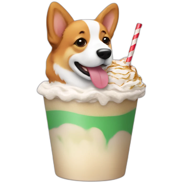 corgi drinking frappuccino emoji