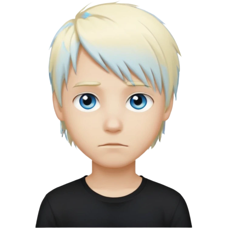 boy with blonde hair emo, and black shirt, and blue eyes emoji