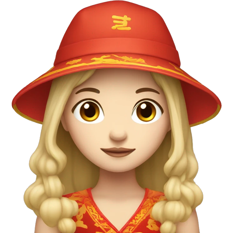 Fair-skinned Girl with chinese hat emoji