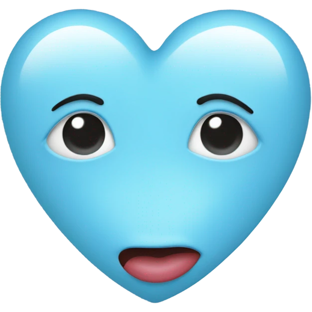 light blue heart with kissy lips emoji