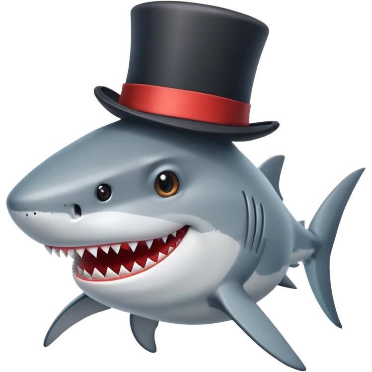 Shark with a top hat emoji