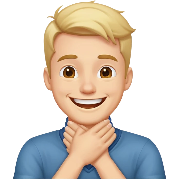 Guy laughing with hands crossed around its neck  emoji