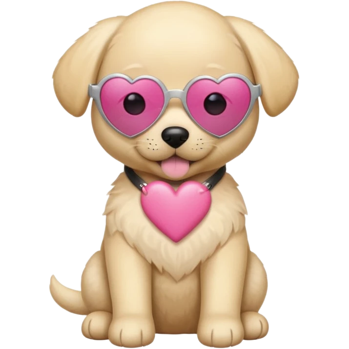 Blonde lab puppy with pink heart sunglasses emoji