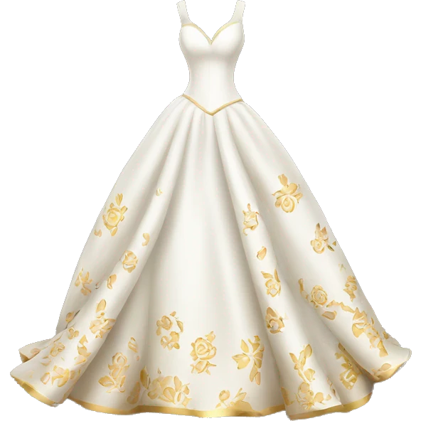 White and gold wedding dress with floral pattern on it  emoji