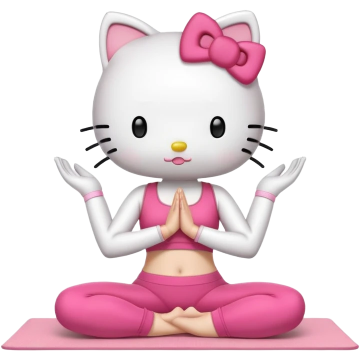 Hello Kitty doing yoga emoji