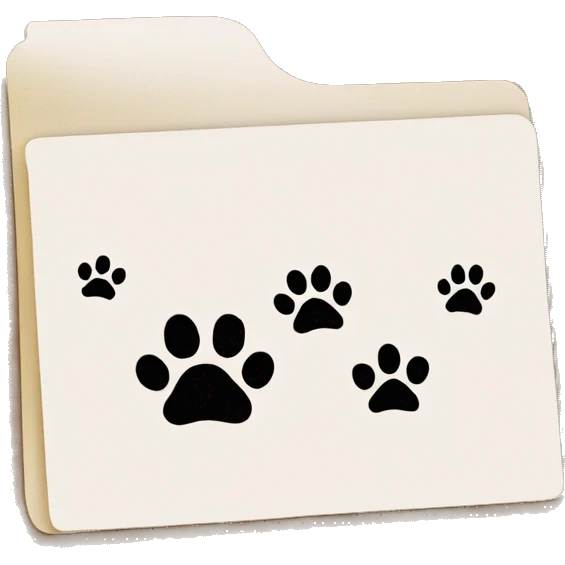 a folder of documents with a dog's paw print on it emoji