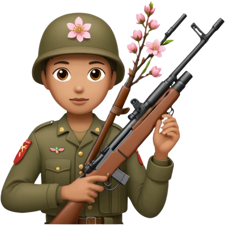 soldier with cherry blossom emoji
