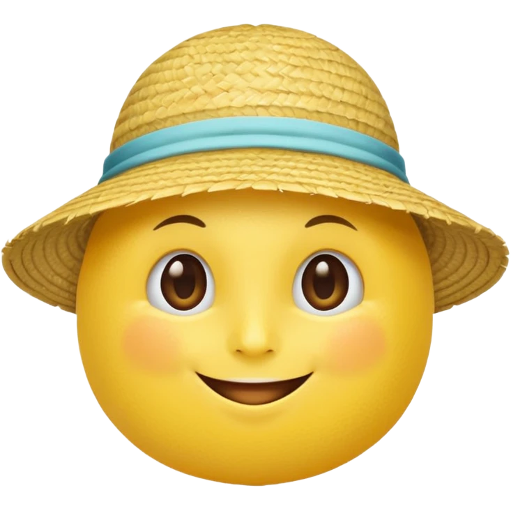 A lemon with a straw beach hat, smiling cutely.































 emoji