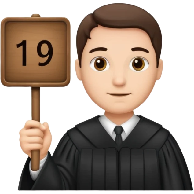 Judge holding a 5 out of 10 sign  emoji