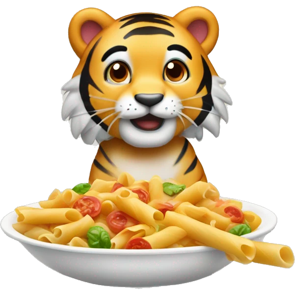 Rainbow tiger who loves penne pasta with parm cheese  emoji