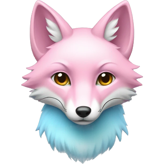 half light blue half pink fox emoji