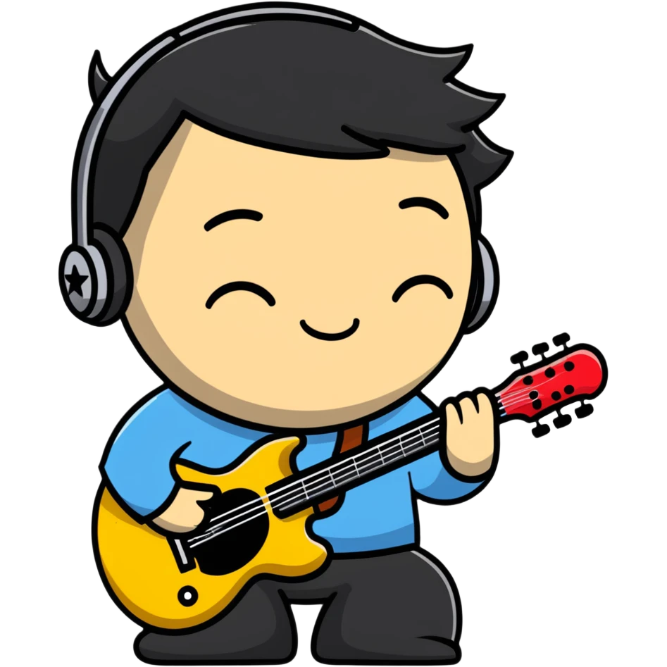 Musician's head and shoulders only, confident facial expression with half-closed eyes, subtle knowing smile, rockstar appearance, contemplating future success, no instruments emoji