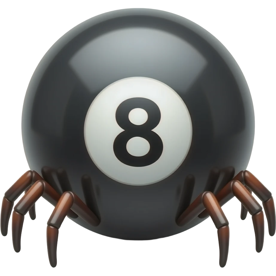Black 8 Ball with spider legs emoji