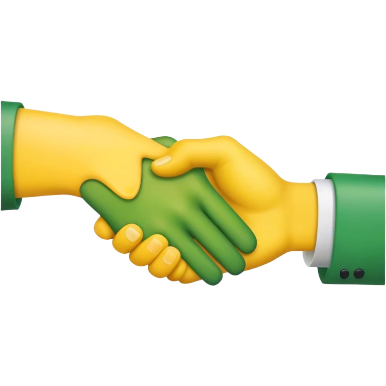 green hand and yellow hand handshake emoji