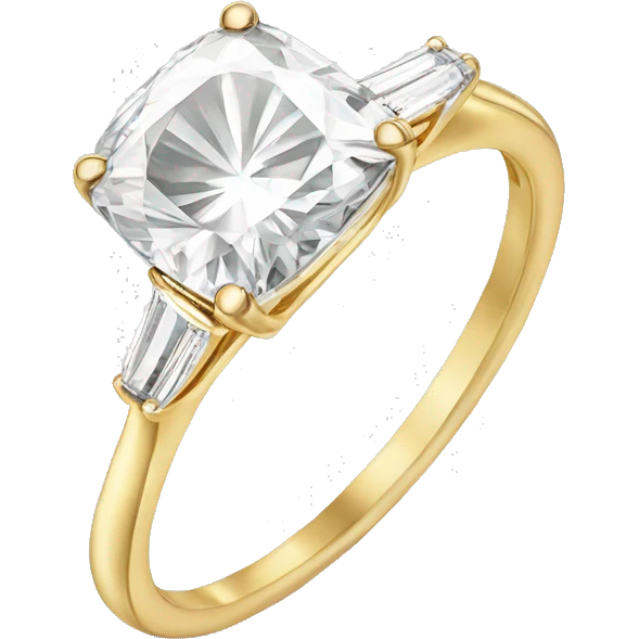 Cushion cut diamond ring with gold band  emoji