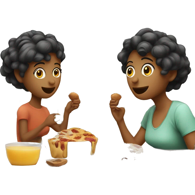 Mamma e figlia bionde fanno colazione emoji