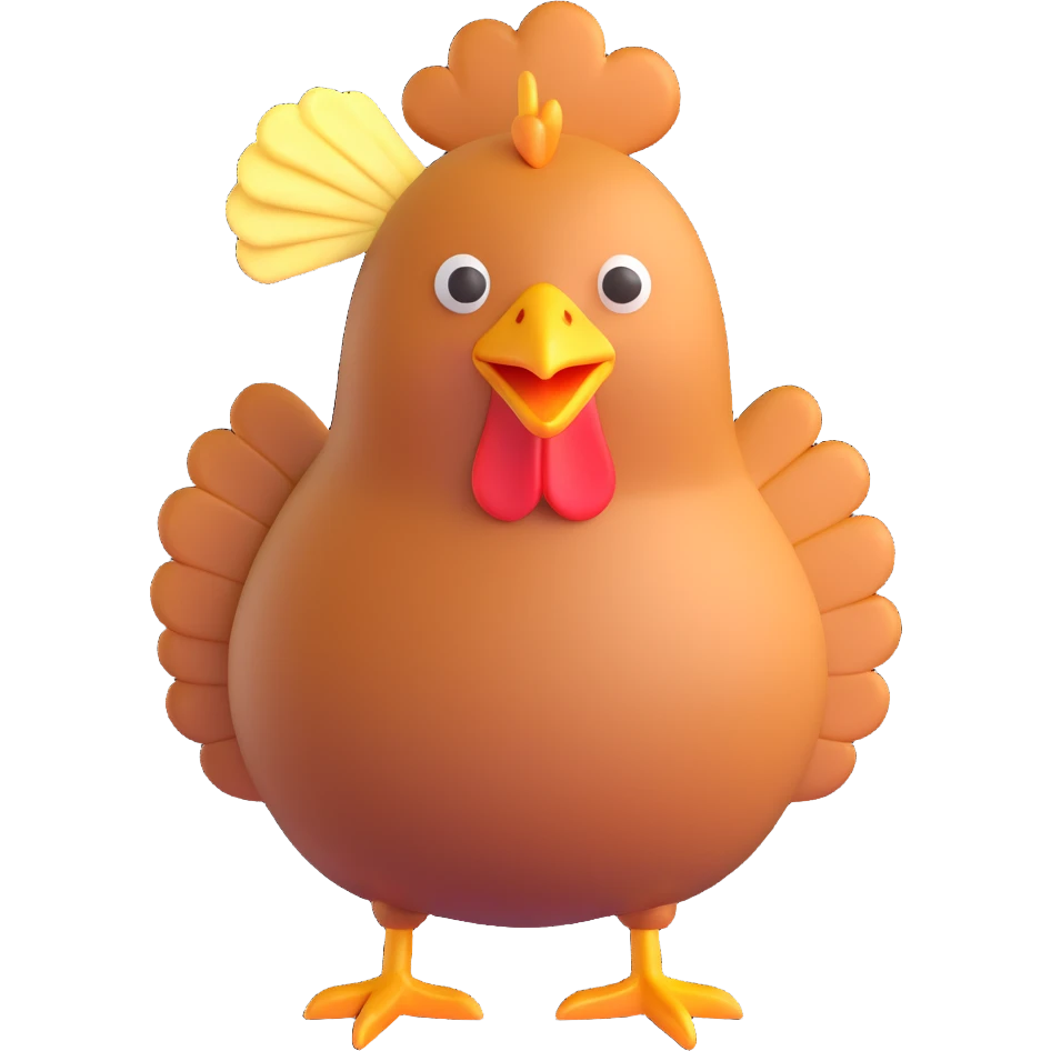 live chicken with a pat of butter on its head emoji