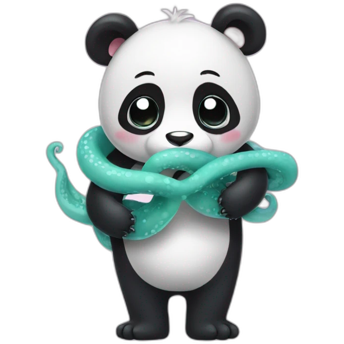 Panda hug an octopus emoji