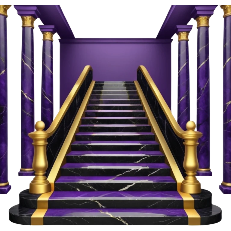 Luxurious black marble hallway stairs with gold and white accents  with with violet accents  emoji