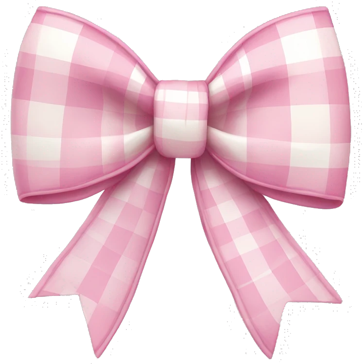 Pink and white plaid bow emoji