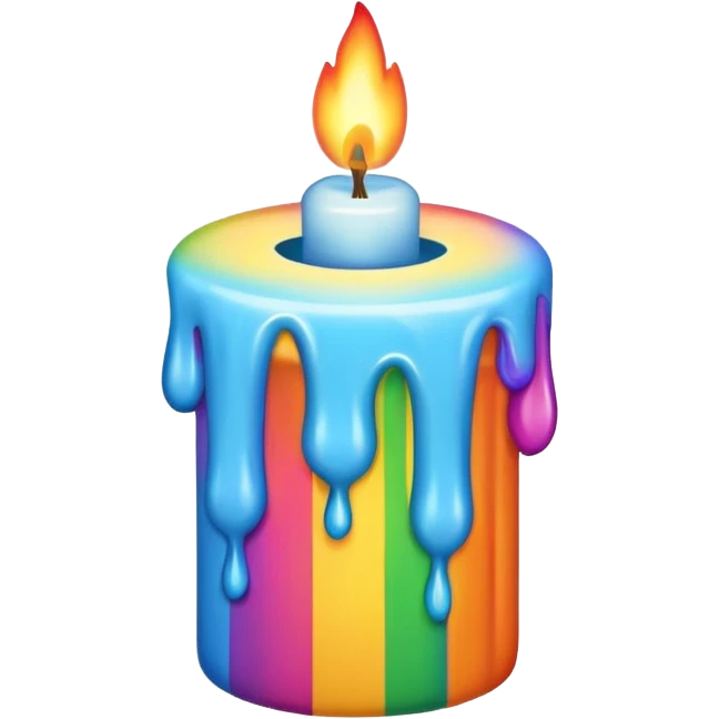 dripping candle with rainbow flame  emoji