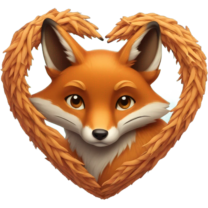 Heart with fox inside emoji