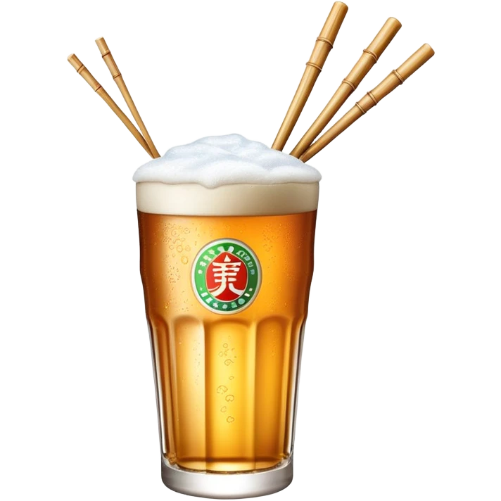 Tsingtao beer with chopsticks emoji