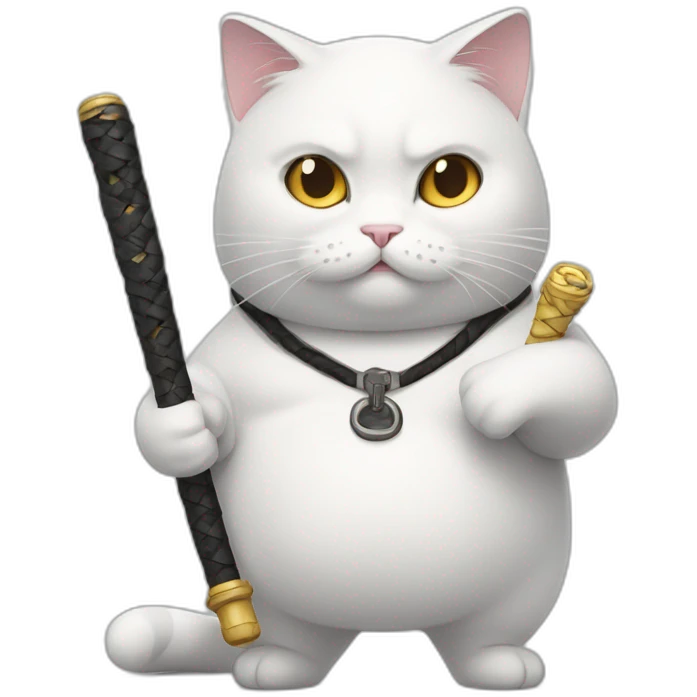 Fat-White-cat-with-nunchaku emoji