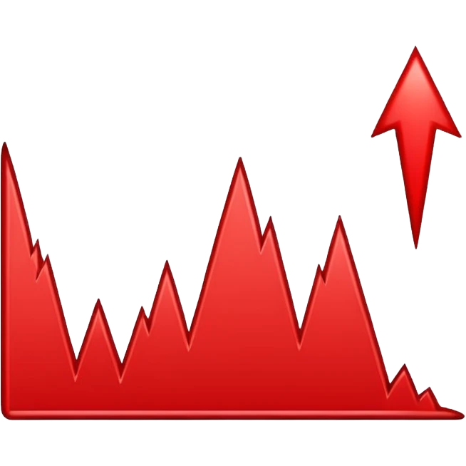 graph starting at top with the line going down and the line being red emoji