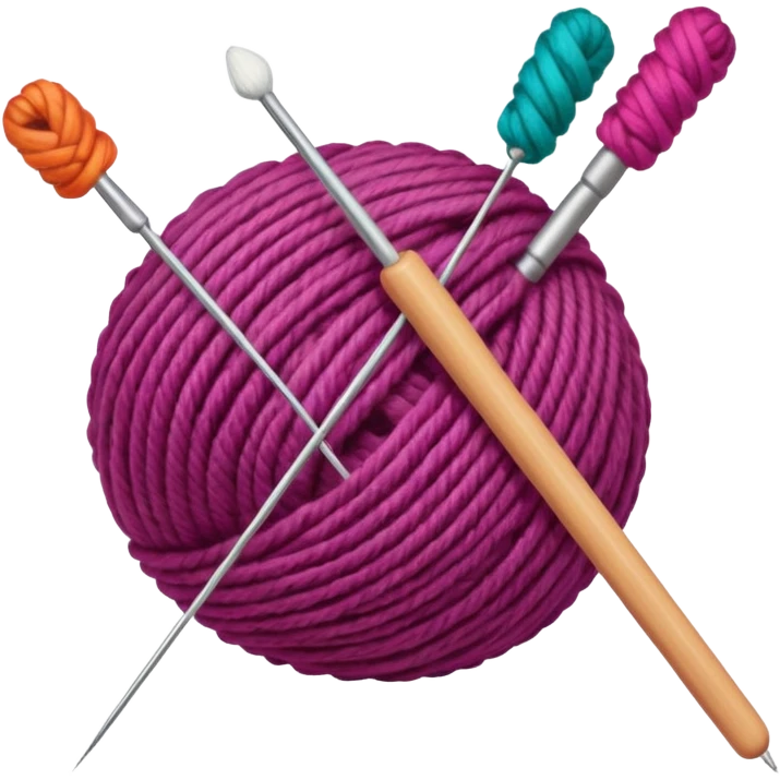 ball of wool with a knitting needle through it emoji