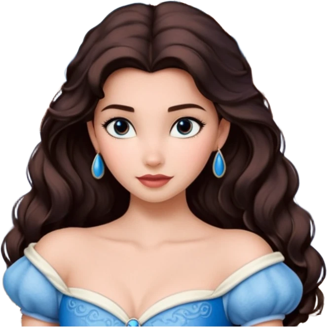 Quiero que crees una imagen donde este el castillo de Disney y por detrás o delante pon a 4 chicas: una con el pelo largo rizado marrón , otra con el pelo muy corto negro, como un chico, otra con el pelo mediano liso marrón con ojos azulesy otra con el pelo negro largo liso . Todos son color carne emoji