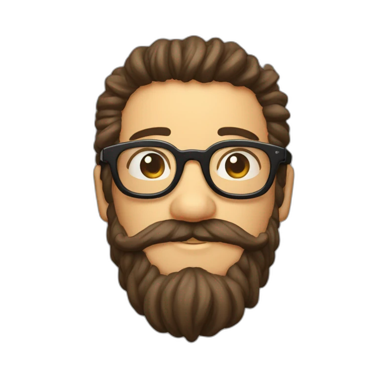 Gordo de rulos y barba candado con lentes emoji