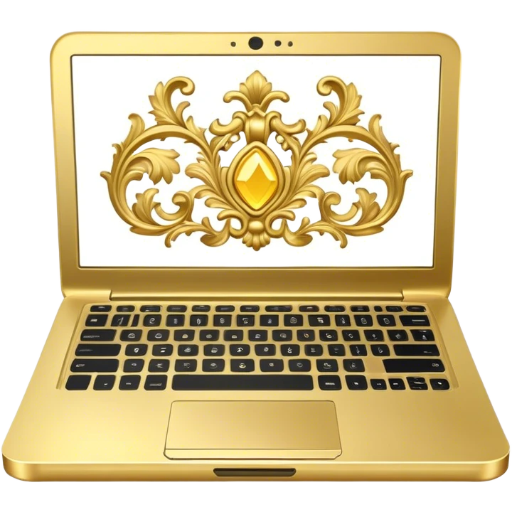 Gold laptop with rococo style emoji