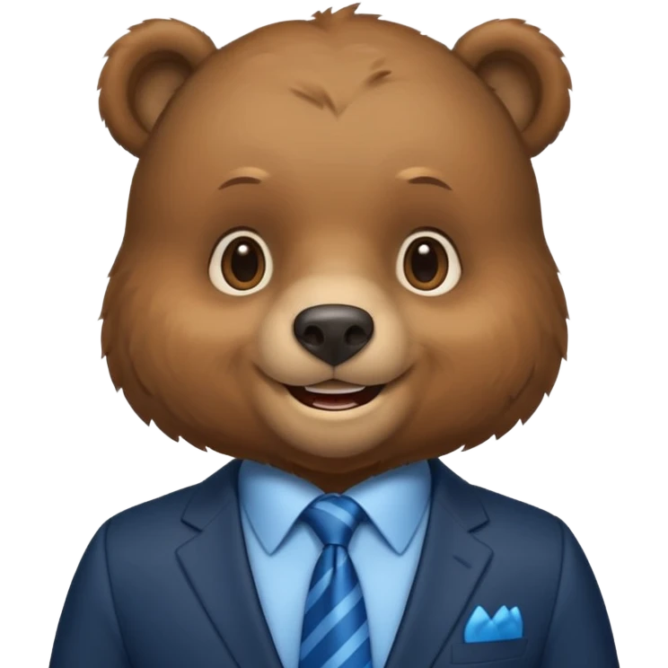 bear with suit and blue tie emoji