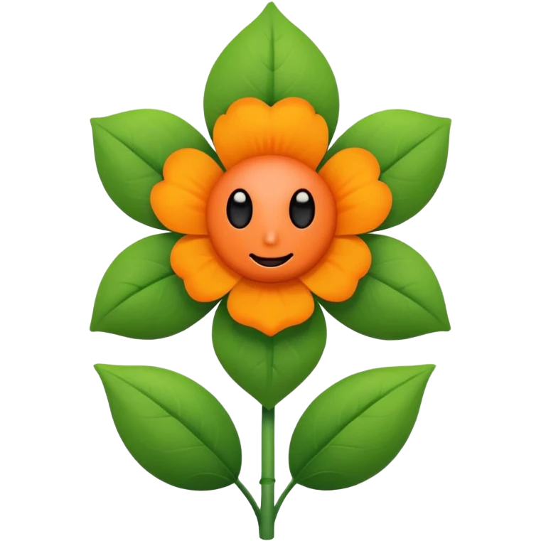 Green stem, white bud with black cartoony face: ;p. And six heart shaped yellowish orange petals emoji