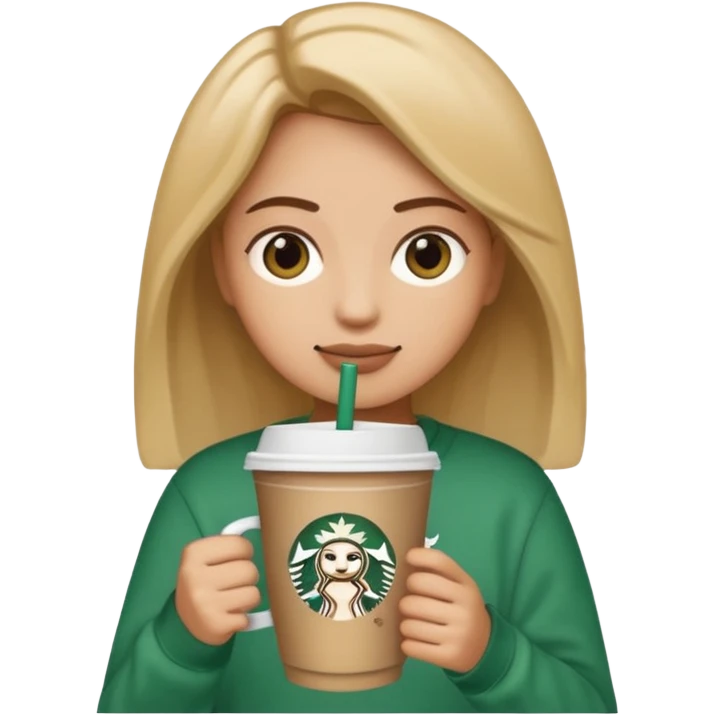 an emoji wearing a CLC (girls lacrosse team) sweatshirt, holding a Starbucks cup emoji
