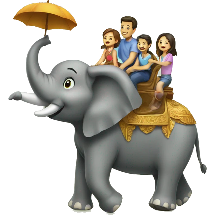 family riding elephant emoji