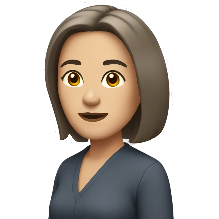 middle age woman with brown eyes and shoulder length straight brown hair emoji