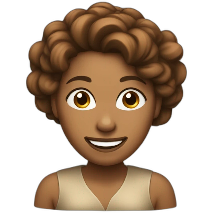 Brown hairef woman with tilted head, closed eyes and Big smil emoji