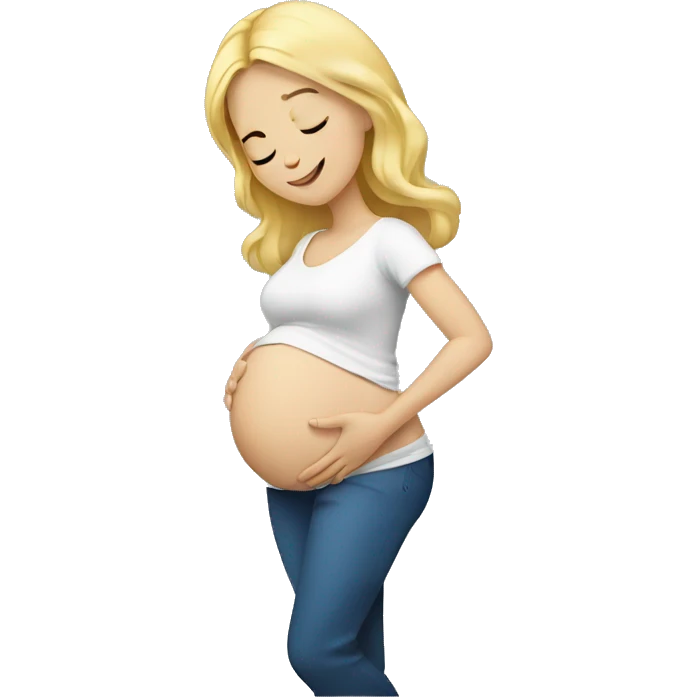 Blonde girl who is pregnant rubbing her belly  emoji