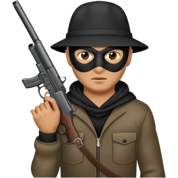 Hoodlum burglar madk and gun with switch and extended clip emoji