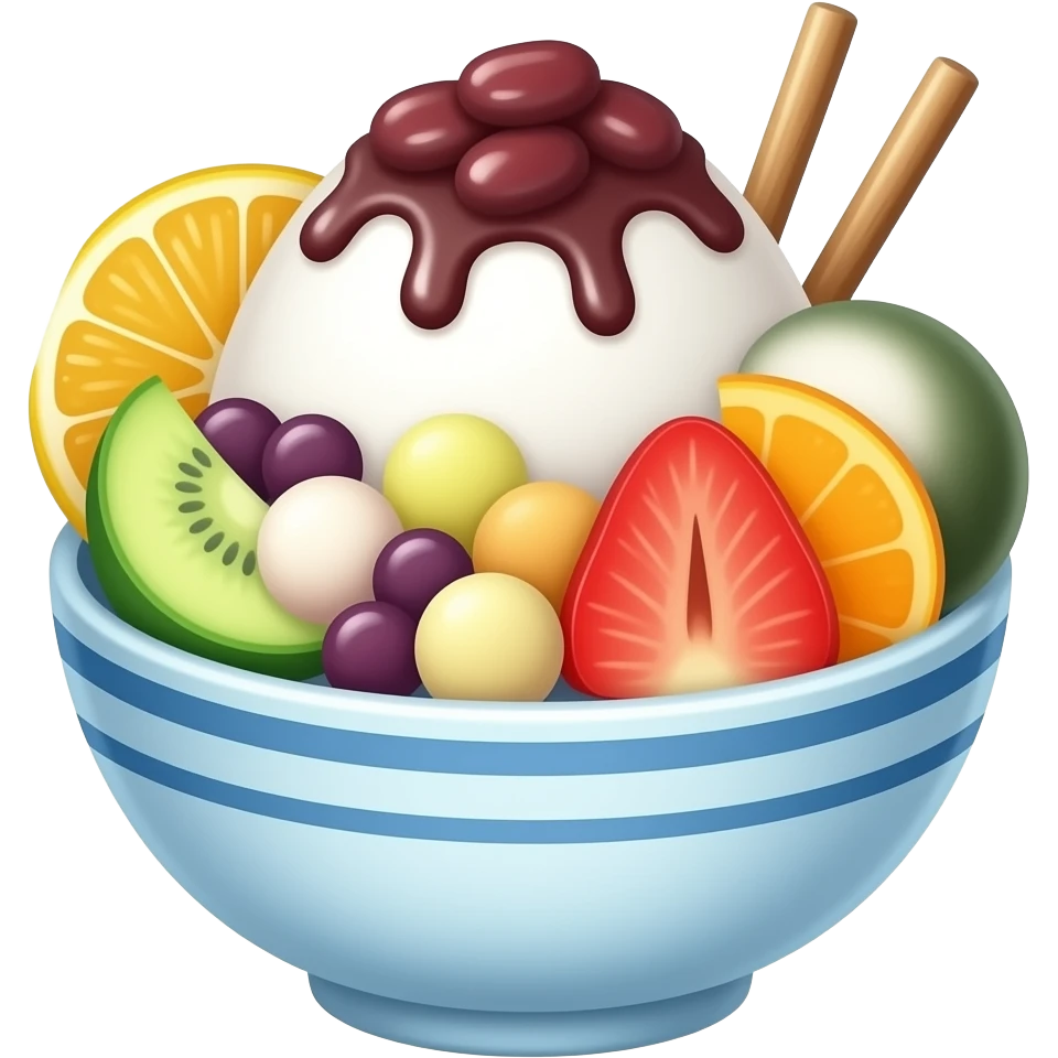 traditional japanese sweets shaved ice with mochi emoji