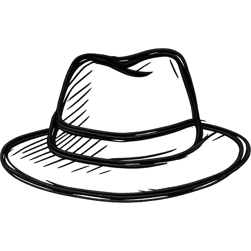 hat, minimalist black outline icon, no fill, simple lines emoji